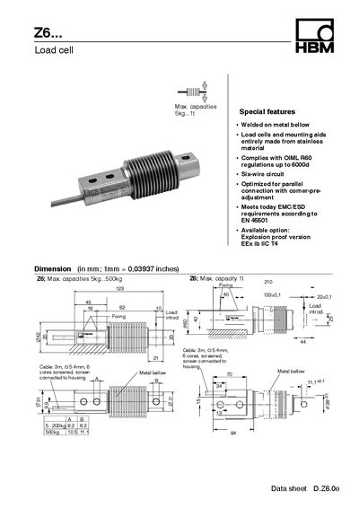 HBM Z6 Load Cell Datasheet