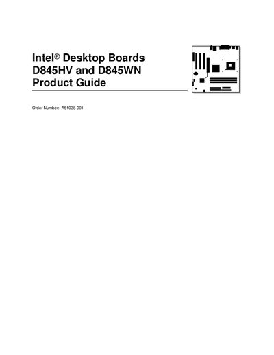 Intel D845HV/D845WN Desktop Boards Product Guide - cover page