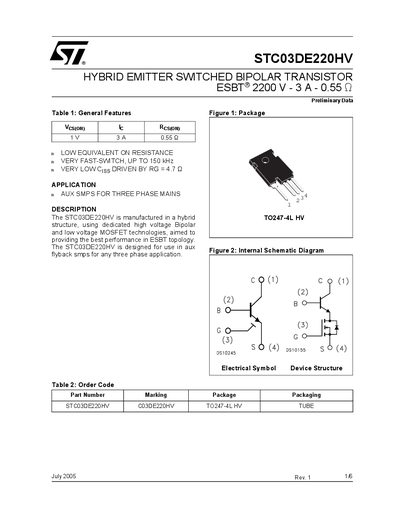 ST STC03DE220HV Manual - cover page