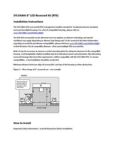 Sylvania RT6 LED Recessed Kit Installation Guide