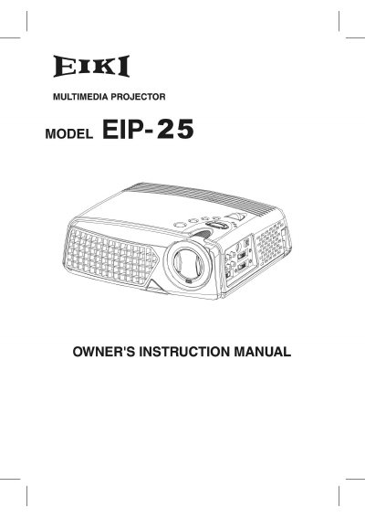 EIKI EIP-25 Multimedia Projector Owner's Instruction Manual - cover page