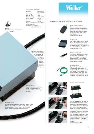 Weller WHA 3000P & WHA 3000V Accessories Guide - cover page