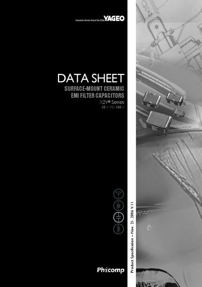 Yageo X2Y Series Surface-Mount Ceramic EMI Filter Capacitors Datasheet - cover page