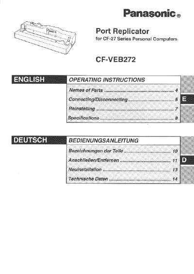 Panasonic CF-VEB272 Port Replicator Operating Instructions - cover page