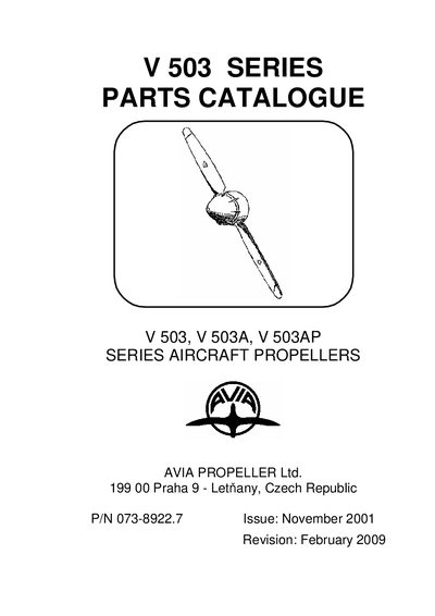 Avia Propeller V 503 Series Parts Catalogue - cover page