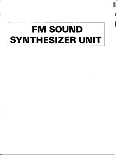 Yamaha SFGII FM Sound Synthesizer Unit User Manual - cover page