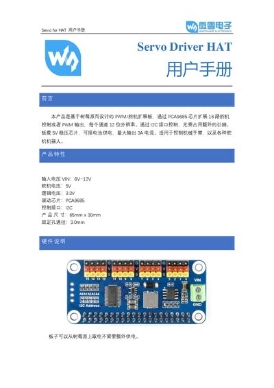 Waveshare Servo Driver HAT User Manual