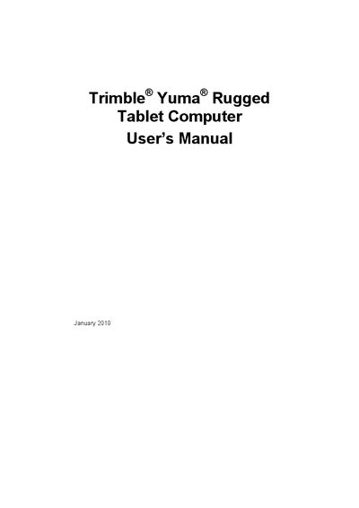 Trimble Yuma Rugged Tablet Computer User Manual - cover page