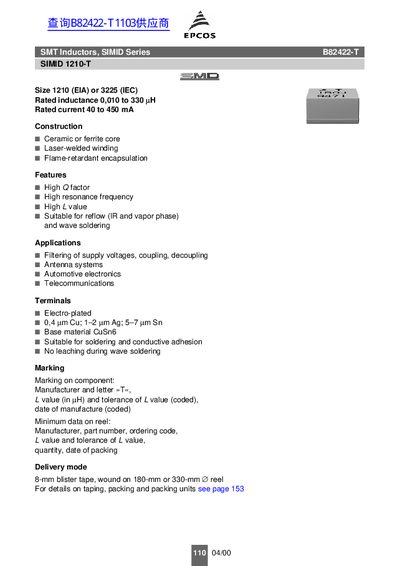 EPCOS BB2422-T DATA SHEET