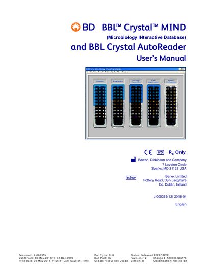 BD Crystal MIND User Manual - cover page