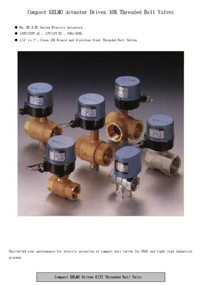 KELMO EA, ED & EC Series Threaded Ball Valves Product Leaflet - cover page