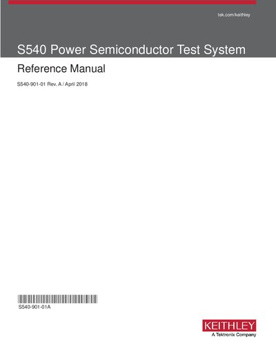 Keithley S540 Power Semiconductor Test System Reference Manual - cover page