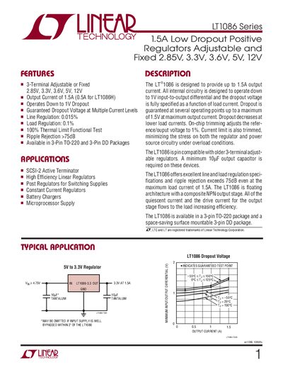 Linear Technology LT1086 Datasheet - cover page