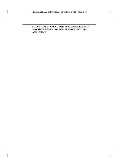 MIT Press Fundamentals of Machine Learning for Predictive Data Analytics Solutions Manual - cover page