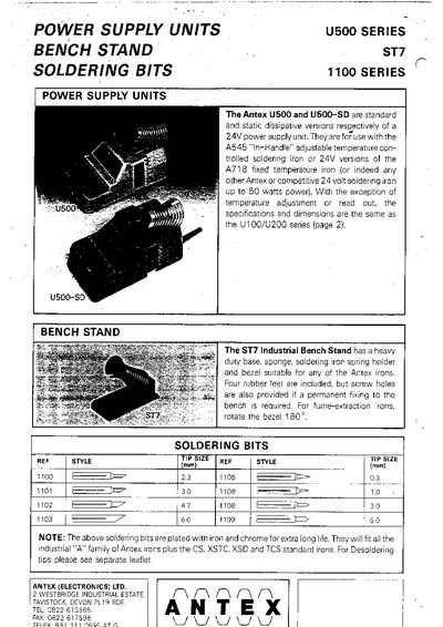 ANTEX U500 SERIES ST7 1100 SERIES  - cover page