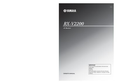 Yamaha RX-V2200 AV Receiver Owner's Manual - cover page