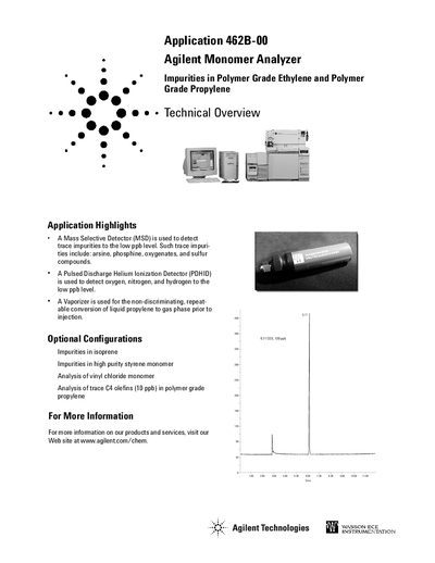 Agilent Monomer Analyzer Application Note 462B-00 - cover page