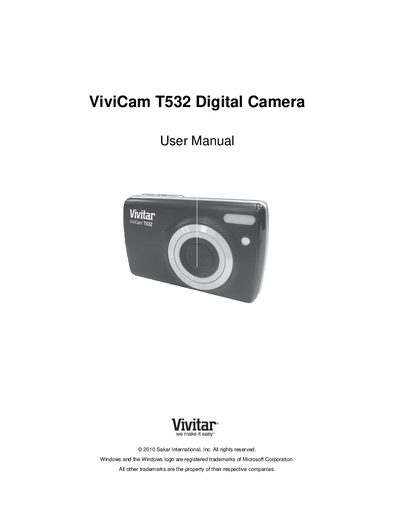 Vivitar ViviCam T532 Digital Camera User Manual - cover page
