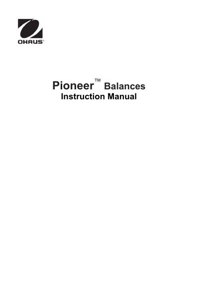 Pioneer EN-1 Balance Instruction Manual - cover page