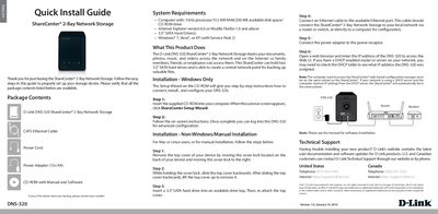 D-Link DNS-320 ShareCenter 2-Bay Network Storage Quick Install Guide