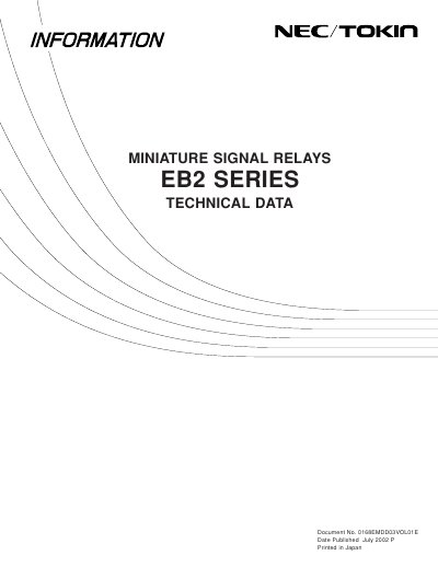 NEC EB2 Miniature Signal Relays Technical Data - cover page