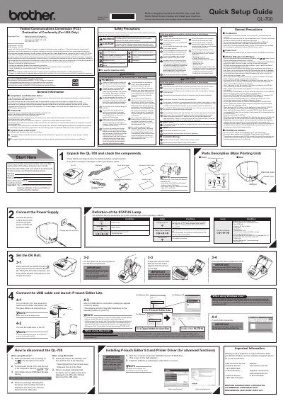 Brother QL-700 Label Printer User Manual - cover page