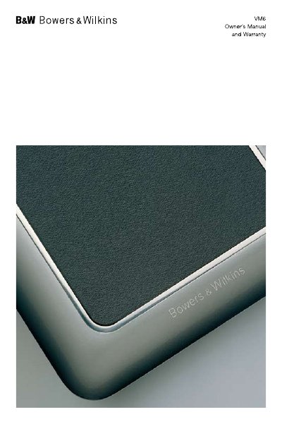 Bowers Wilkins VM6 user manual - cover page