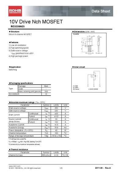 ROHM RCX330N25 Datasheet - cover page