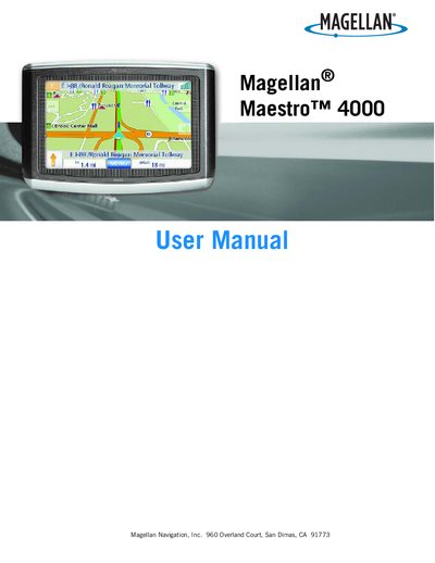 Magellan Maestro 4000 User Manual - cover page
