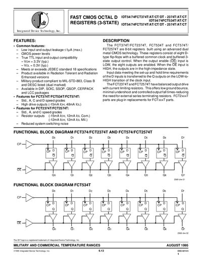 IDT IDT54/74FCT374T/AT/CT/DT - 2374T/AT/CT IDT54/74FCT534T/AT/CT IDT54/74FCT574T/AT/CT/DT - 2574T/AT/CT handbook - cover page