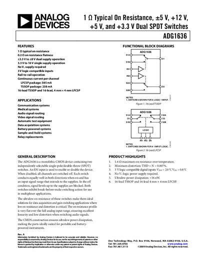 Analog Devices ADG1636 Datasheet - cover page
