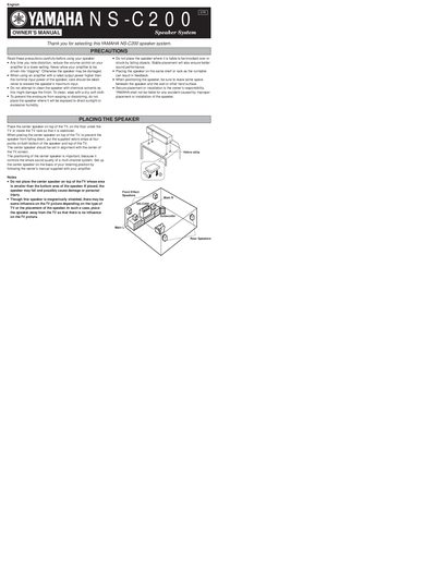 Yamaha NS-C200 Speaker System Owner's Manual - cover page