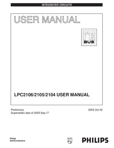 Philips LPC2106/2105/2104 User Manual - cover page