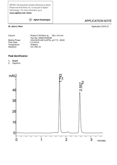 Agilent 2219 LC St. John's Wort Application Note - cover page