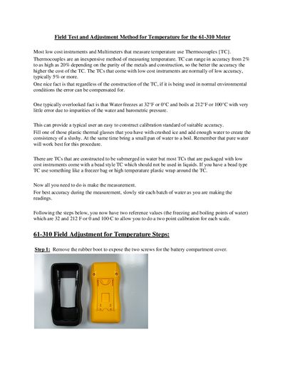 61-310 Meter Field Test Adjustment Method - cover page