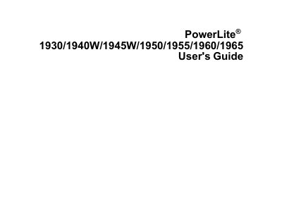 Epson PowerLite 1930/1940W/1945W/1950/1955/1960/1965 Projector User Manual - cover page