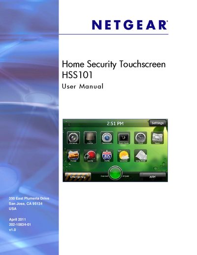 Netgear HSS101 Home Security Touchscreen User Manual - cover page