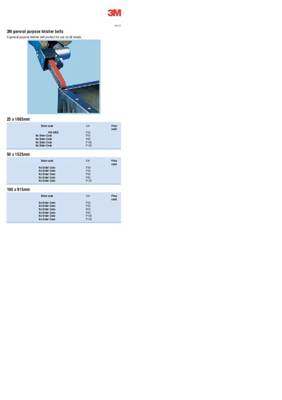 3M - 367772 3M general purpose linisher belts A general purpose linisher belt product for use on all meta - cover page