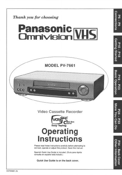 Panasonic PV-7661 Manual - cover page