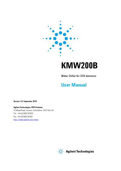 Agilent KMW200B Water Chiller User Manual - cover page