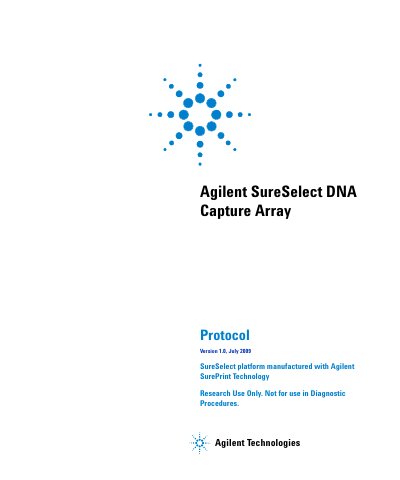 Agilent SureSelect DNA Capture Array Protocol Guide - cover page