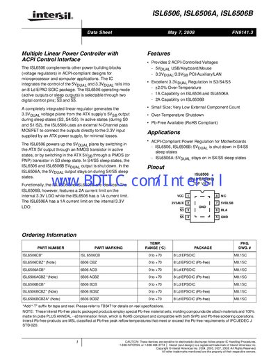 intersil ISL6506/ISL6506A/ISL6506B handbook - cover page