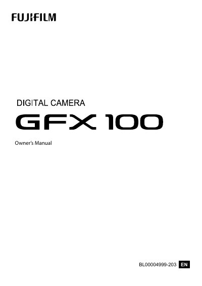 Fujifilm GFX 100 Digital Camera Owner's Manual