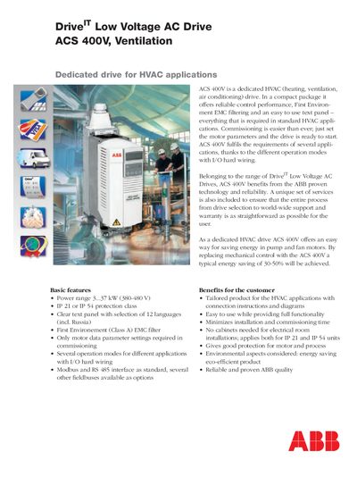 ABB ACS 400V Low Voltage AC Drive Manual - cover page