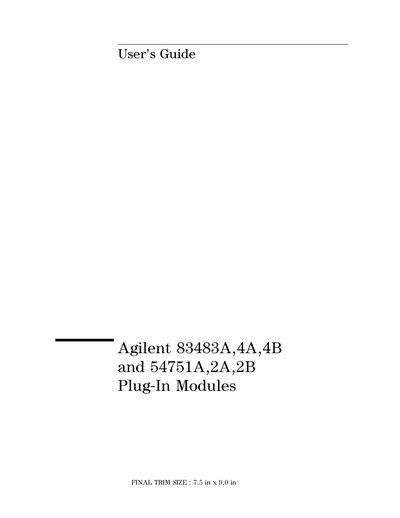 Agilent 83483A 4A 4B 54751A 2A 2B Plug-In Modules User Guide - cover page