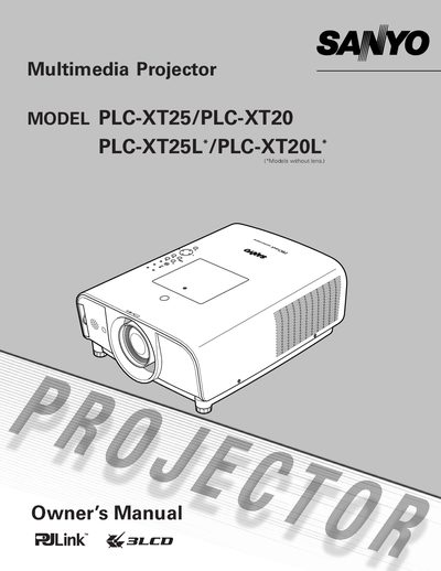 SANYO PLC-XT25/PLC-XT20 PLC-XT25L/PLC-XT20L owner's Manual - cover page