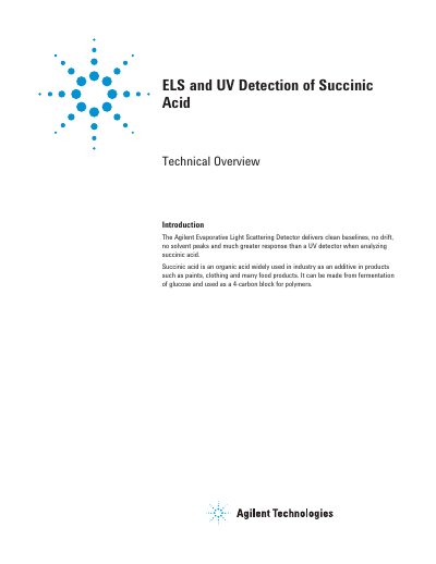 Agilent ELS UV Detection of Succinic Acid Technical Overview - cover page