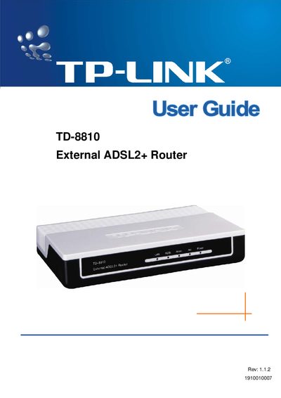 TP-Link TD-8810 External ADSL2+ Router User Guide - cover page