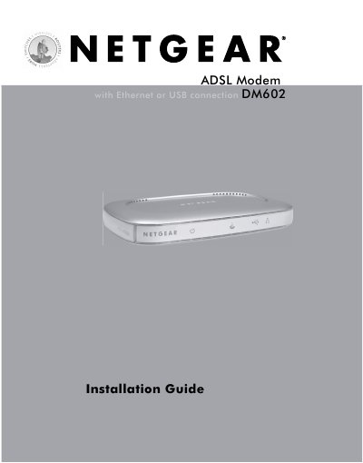 Netgear DM602 ADSL Modem Installation Guide - cover page