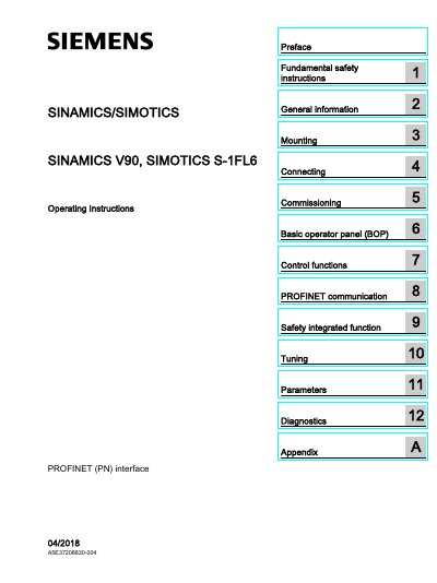 Siemens SINAMICS V90 & SIMOTICS S-1FL6 Operating Instructions cover
